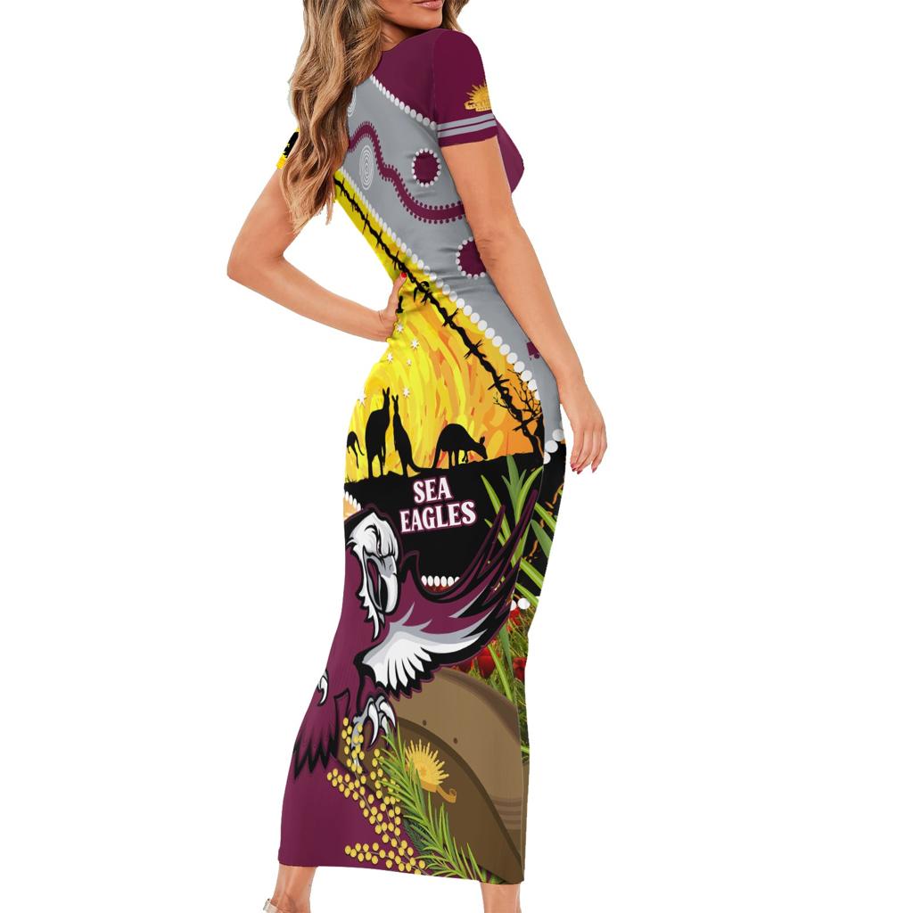 Eagles Rugby ANZAC Day Family Matching Short Sleeve Bodycon Dress and Hawaiian Shirt Silvertails Rosemary Starry Night