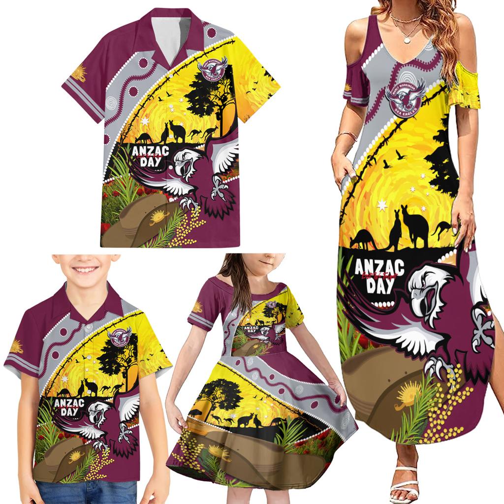 Eagles Rugby ANZAC Day Family Matching Summer Maxi Dress and Hawaiian Shirt Silvertails Rosemary Starry Night