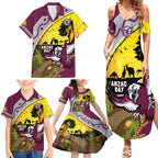 Eagles Rugby ANZAC Day Family Matching Summer Maxi Dress and Hawaiian Shirt Silvertails Rosemary Starry Night