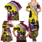 Eagles Rugby ANZAC Day Family Matching Summer Maxi Dress and Hawaiian Shirt Silvertails Rosemary Starry Night