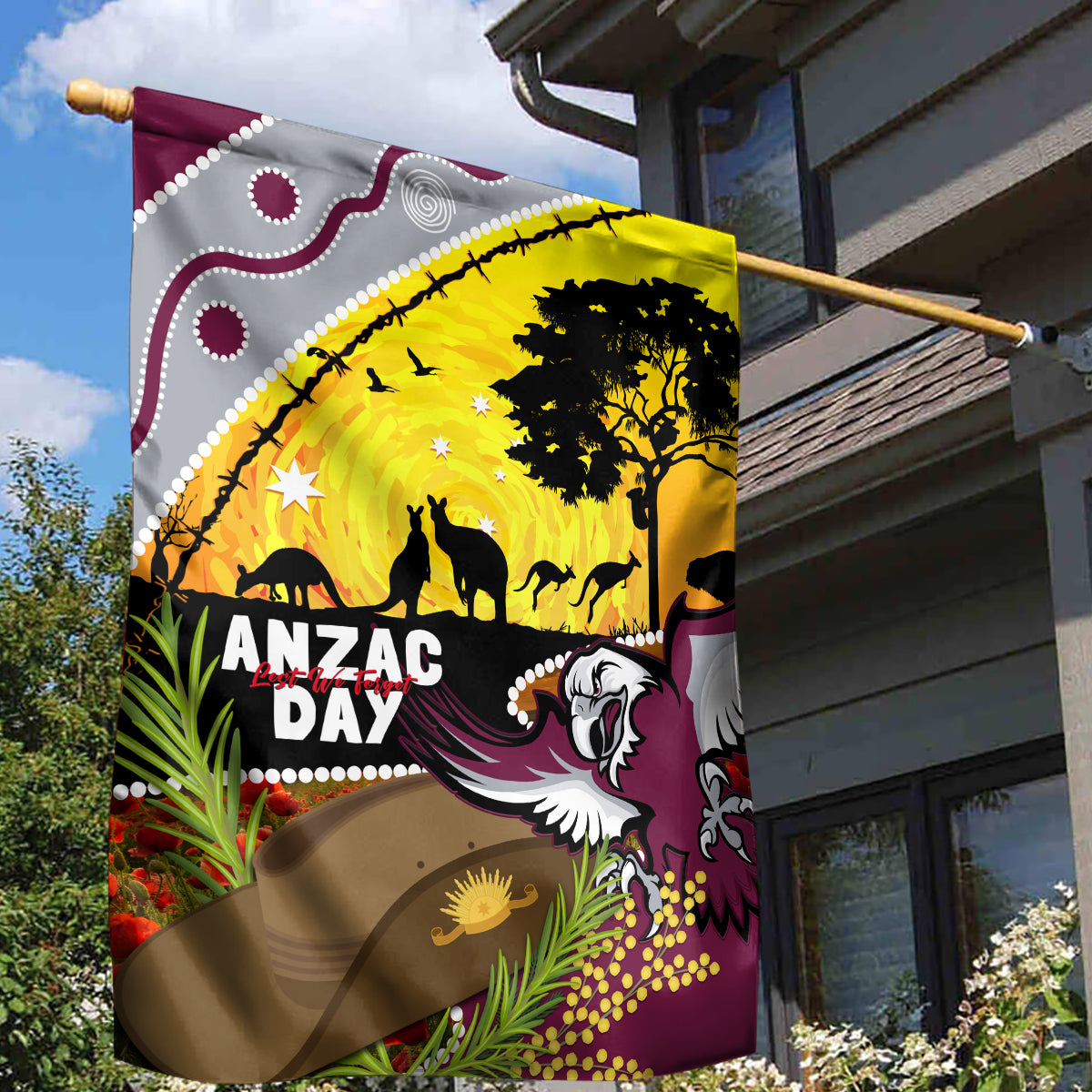 Eagles Rugby ANZAC Day Garden Flag Silvertails Rosemary Starry Night