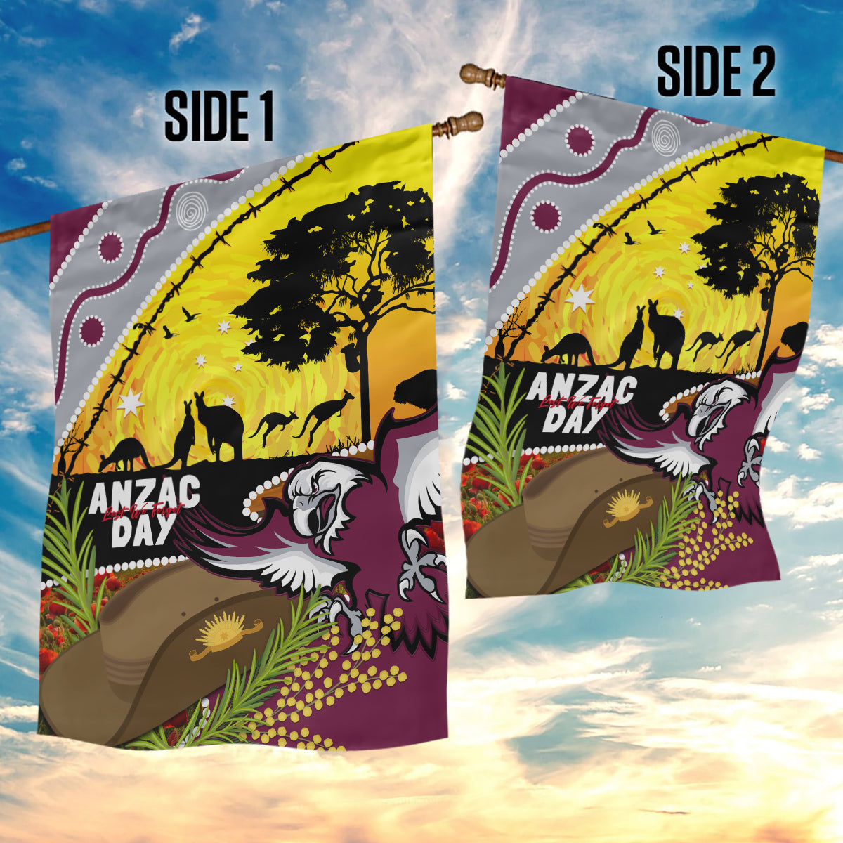 Eagles Rugby ANZAC Day Garden Flag Silvertails Rosemary Starry Night