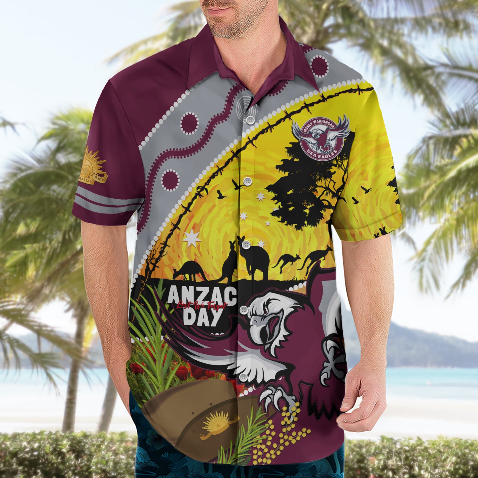 Eagles Rugby ANZAC Day Hawaiian Shirt Silvertails Rosemary Starry Night