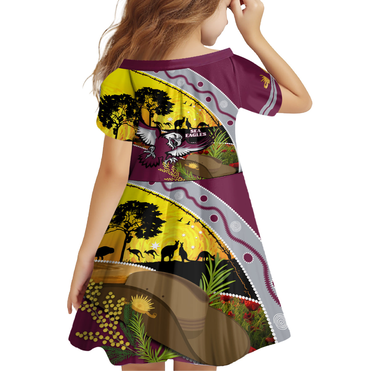 Eagles Rugby ANZAC Day Kid Short Sleeve Dress Silvertails Rosemary Starry Night