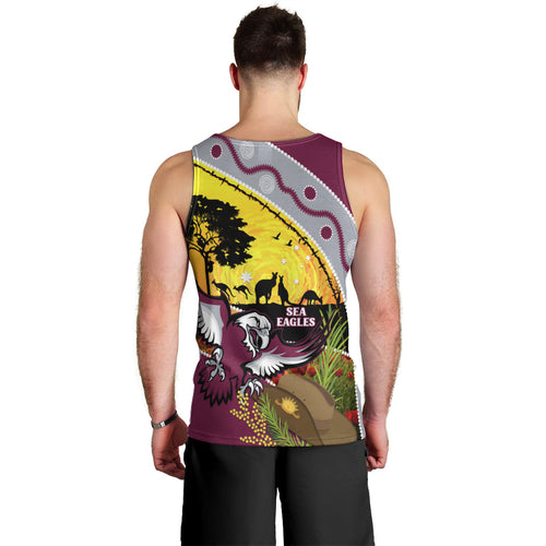 Eagles Rugby ANZAC Day Men Tank Top Silvertails Rosemary Starry Night