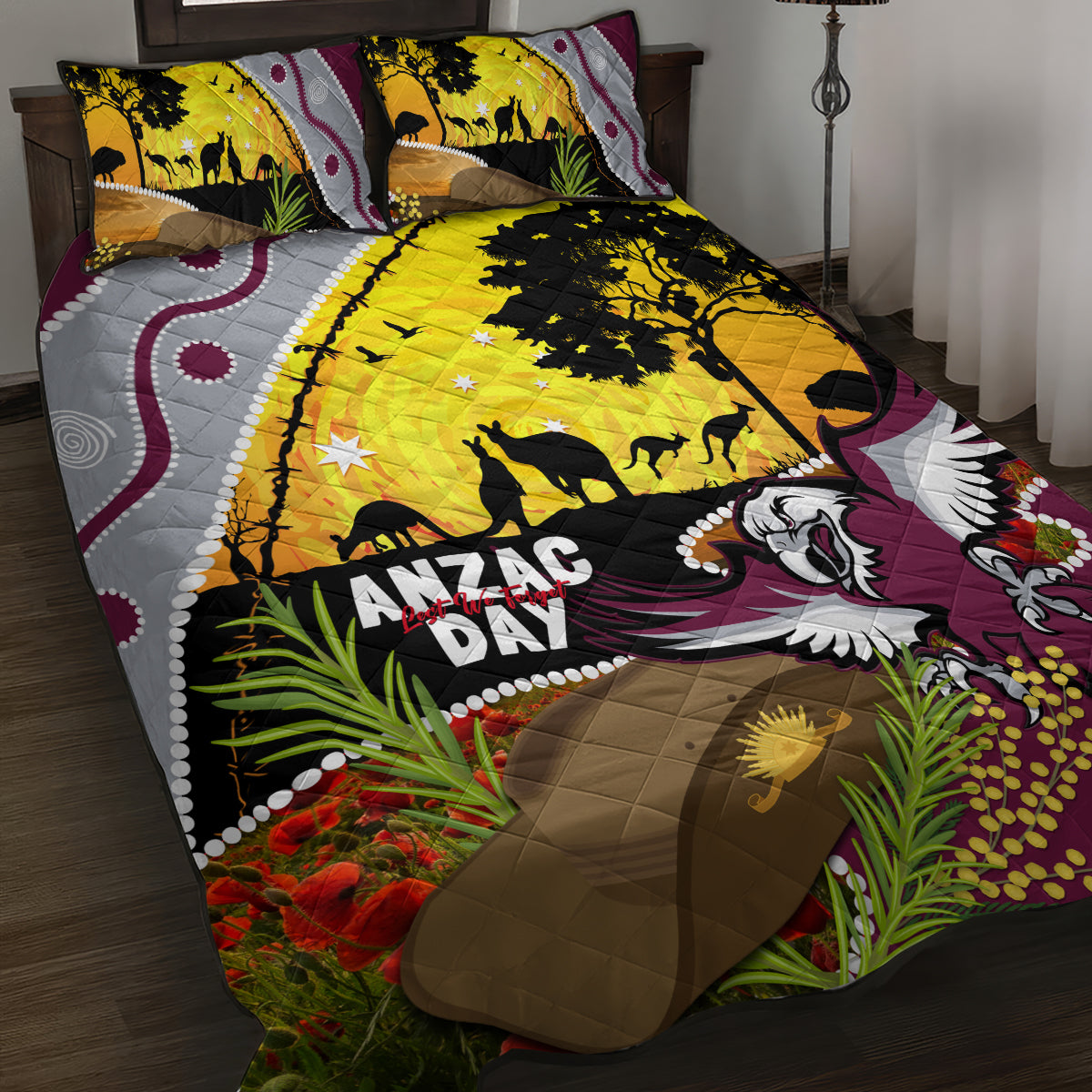 Eagles Rugby ANZAC Day Quilt Bed Set Silvertails Rosemary Starry Night