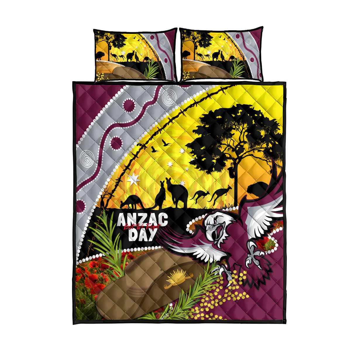 Eagles Rugby ANZAC Day Quilt Bed Set Silvertails Rosemary Starry Night