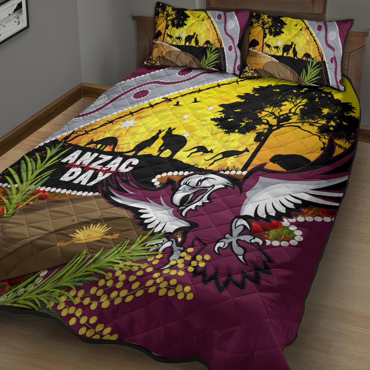 Eagles Rugby ANZAC Day Quilt Bed Set Silvertails Rosemary Starry Night
