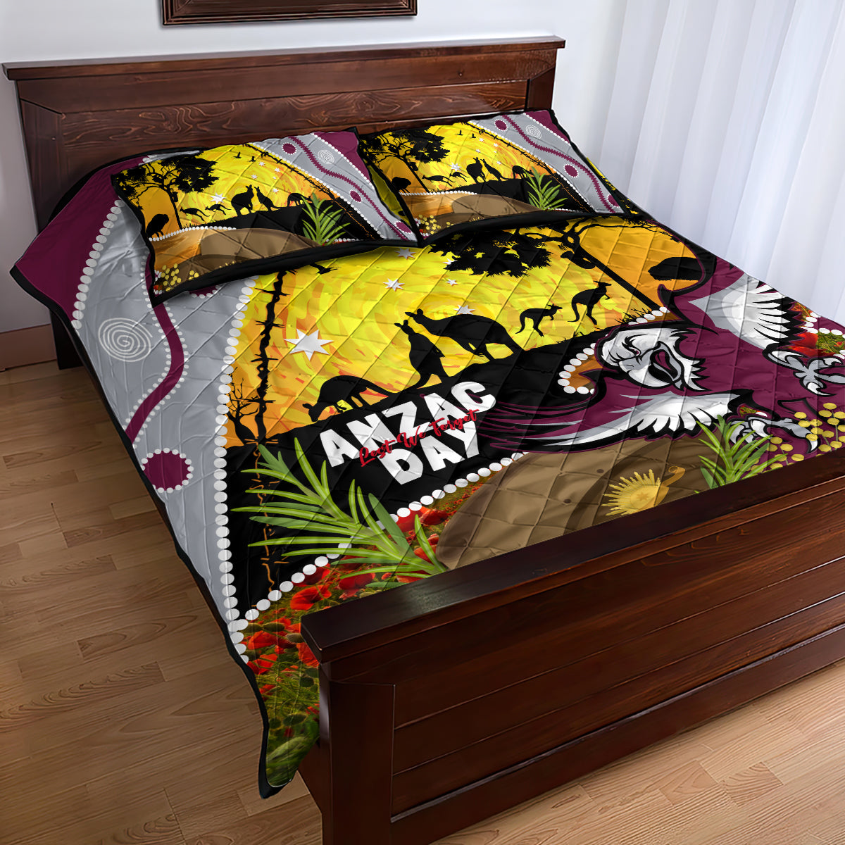 Eagles Rugby ANZAC Day Quilt Bed Set Silvertails Rosemary Starry Night