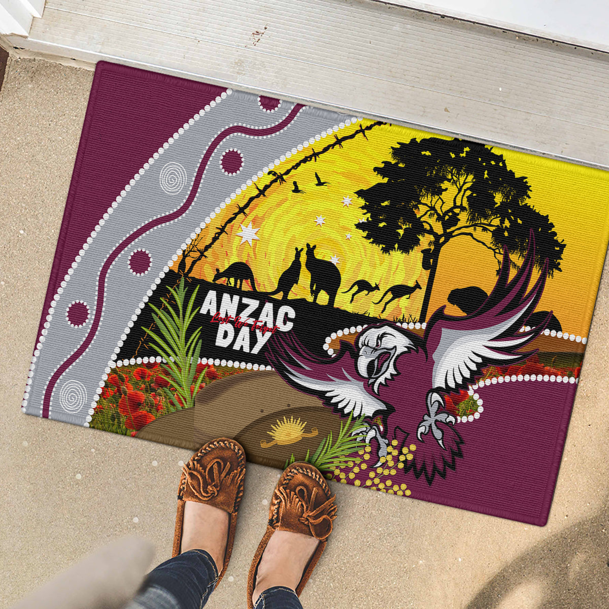 Eagles Rugby ANZAC Day Rubber Doormat Silvertails Rosemary Starry Night