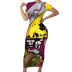 Eagles Rugby ANZAC Day Short Sleeve Bodycon Dress Silvertails Rosemary Starry Night