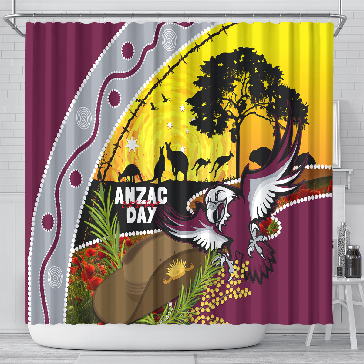 Eagles Rugby ANZAC Day Shower Curtain Silvertails Rosemary Starry Night