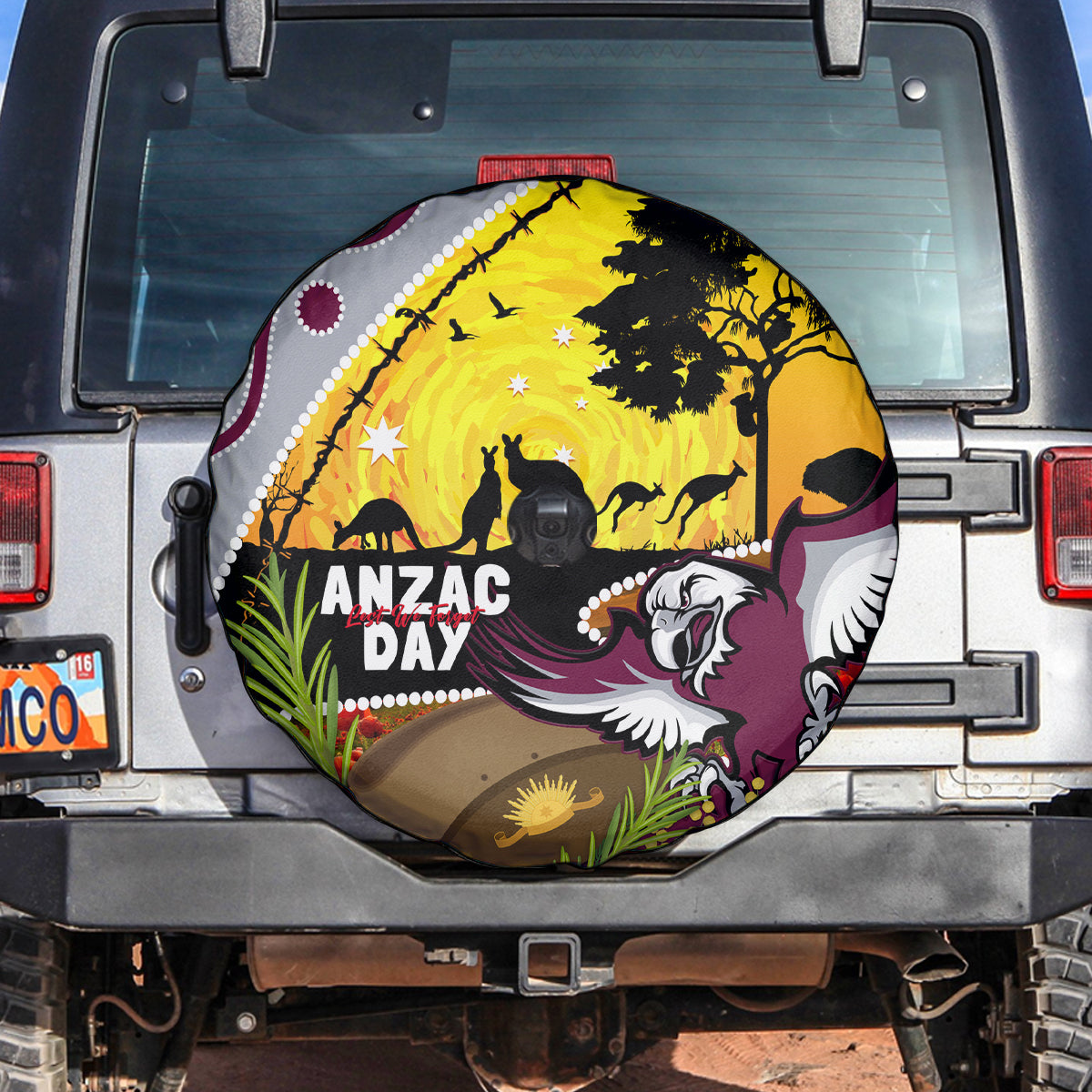 Eagles Rugby ANZAC Day Spare Tire Cover Silvertails Rosemary Starry Night