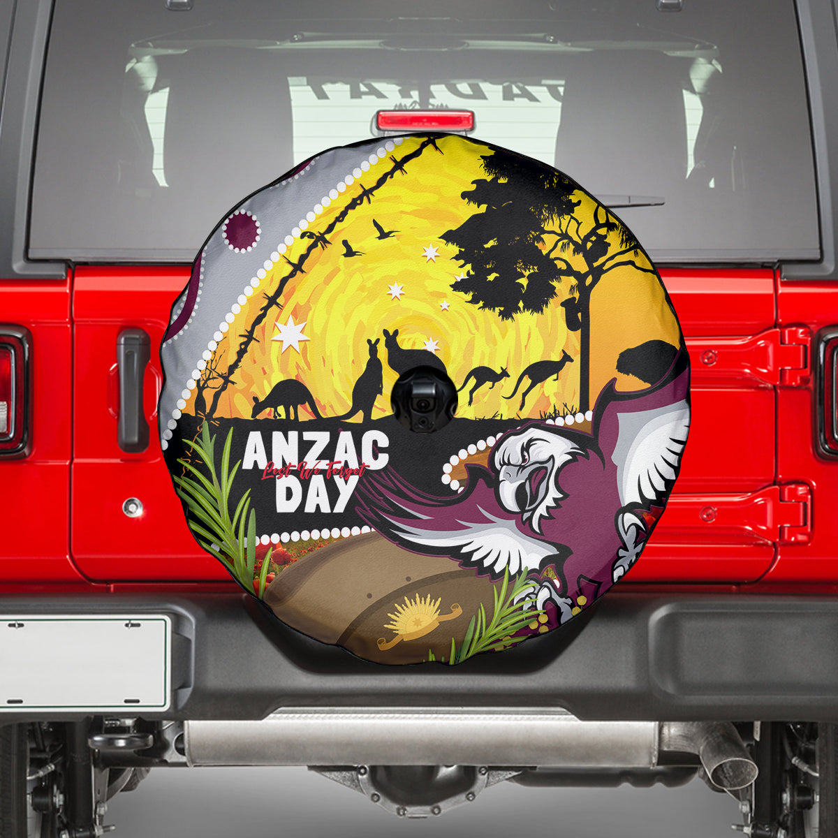 Eagles Rugby ANZAC Day Spare Tire Cover Silvertails Rosemary Starry Night