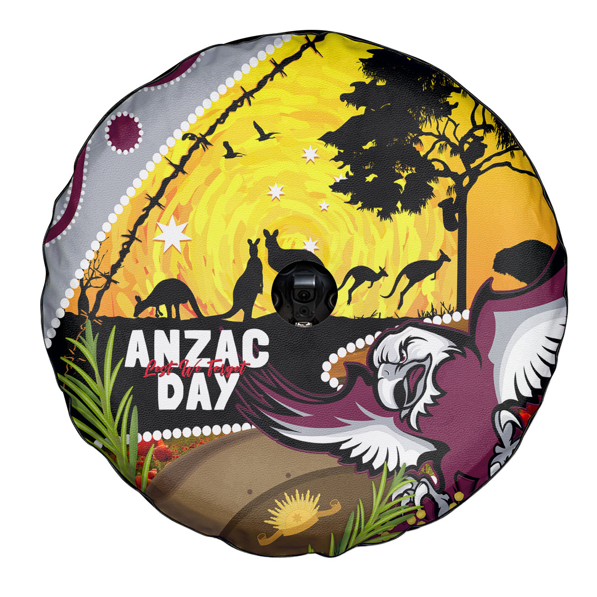 Eagles Rugby ANZAC Day Spare Tire Cover Silvertails Rosemary Starry Night