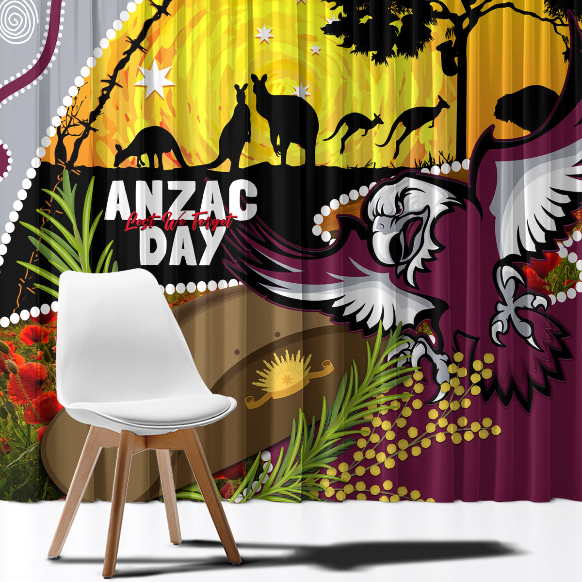 Eagles Rugby ANZAC Day Window Curtain Silvertails Rosemary Starry Night
