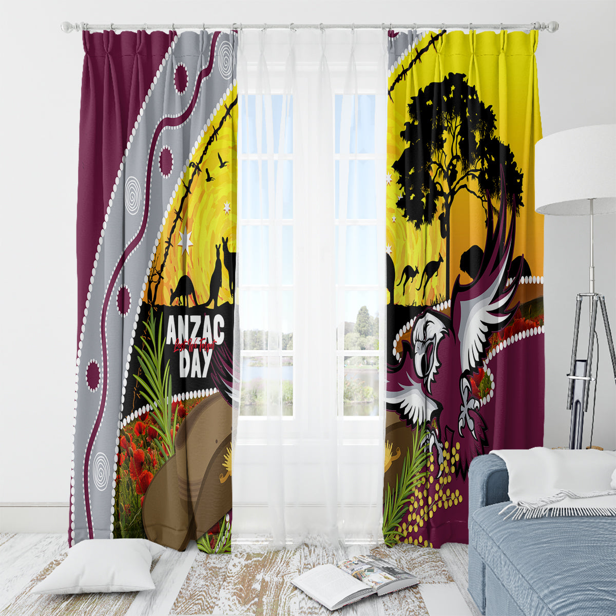 Eagles Rugby ANZAC Day Window Curtain Silvertails Rosemary Starry Night