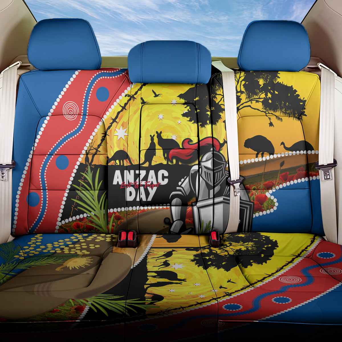 Knights Rugby ANZAC Day Back Car Seat Cover Novocastrians Mascot Rosemary Starry Night