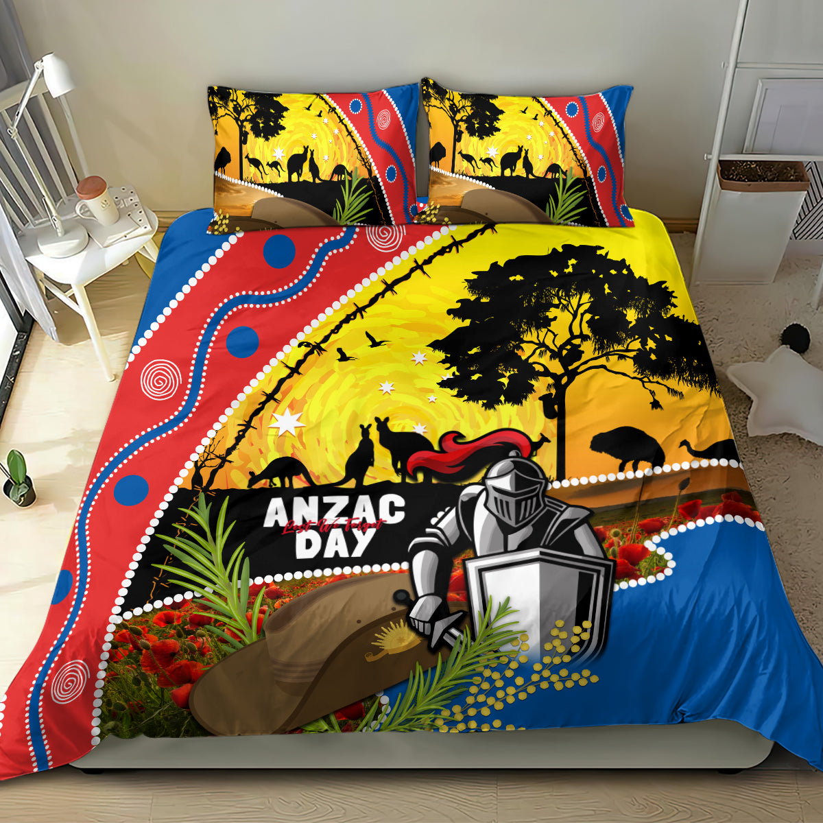 Knights Rugby ANZAC Day Bedding Set Novocastrians Mascot Rosemary Starry Night