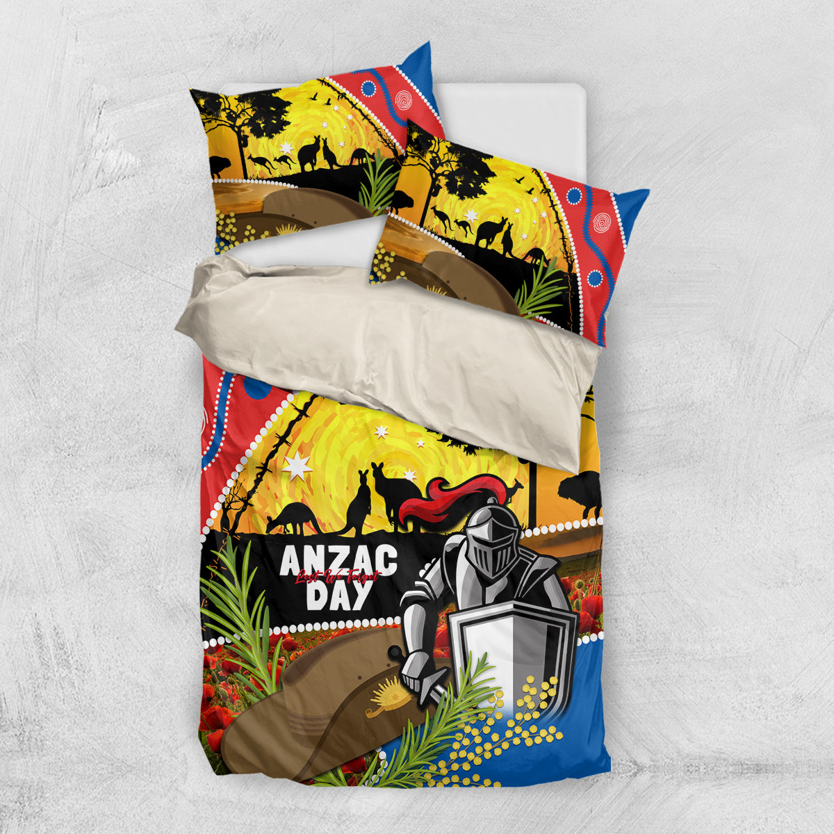 Knights Rugby ANZAC Day Bedding Set Novocastrians Mascot Rosemary Starry Night
