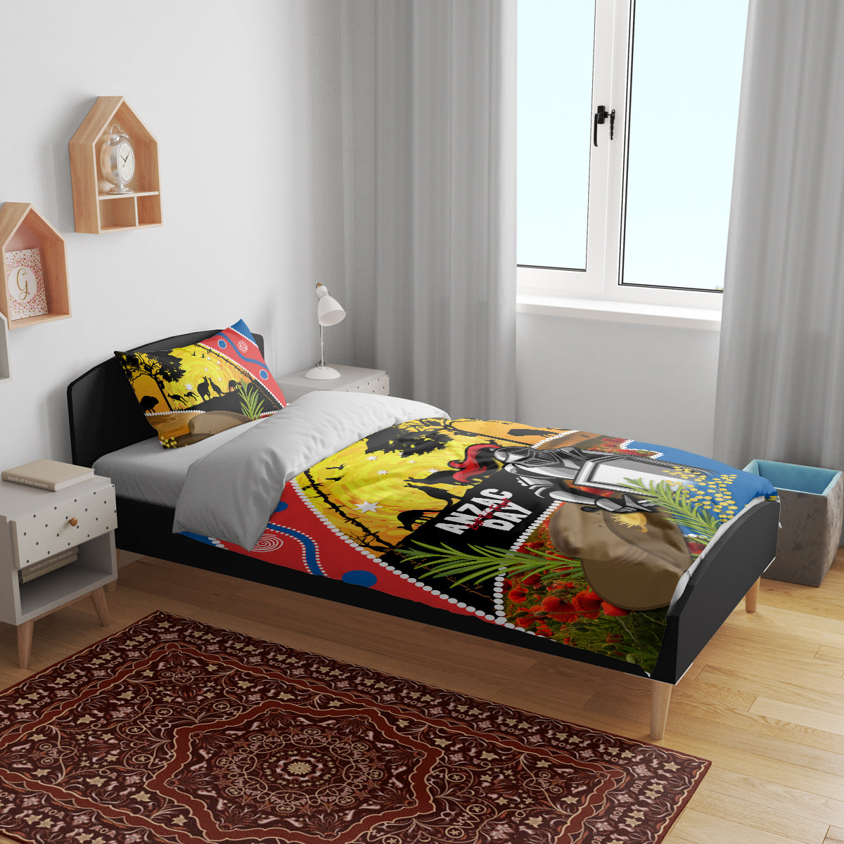 Knights Rugby ANZAC Day Bedding Set Novocastrians Mascot Rosemary Starry Night