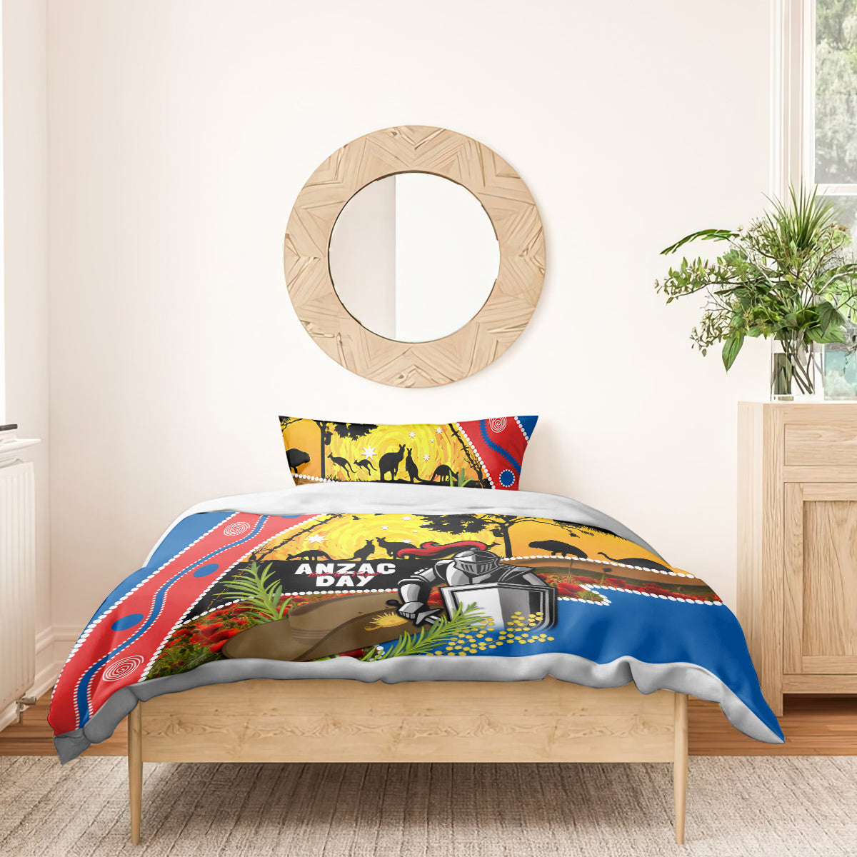 Knights Rugby ANZAC Day Bedding Set Novocastrians Mascot Rosemary Starry Night