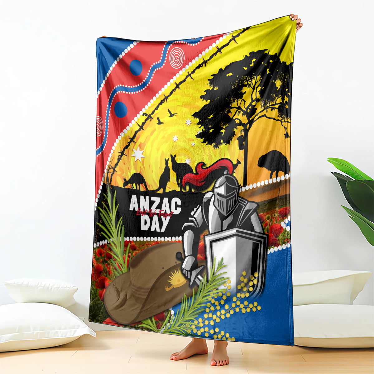 Knights Rugby ANZAC Day Blanket Novocastrians Mascot Rosemary Starry Night