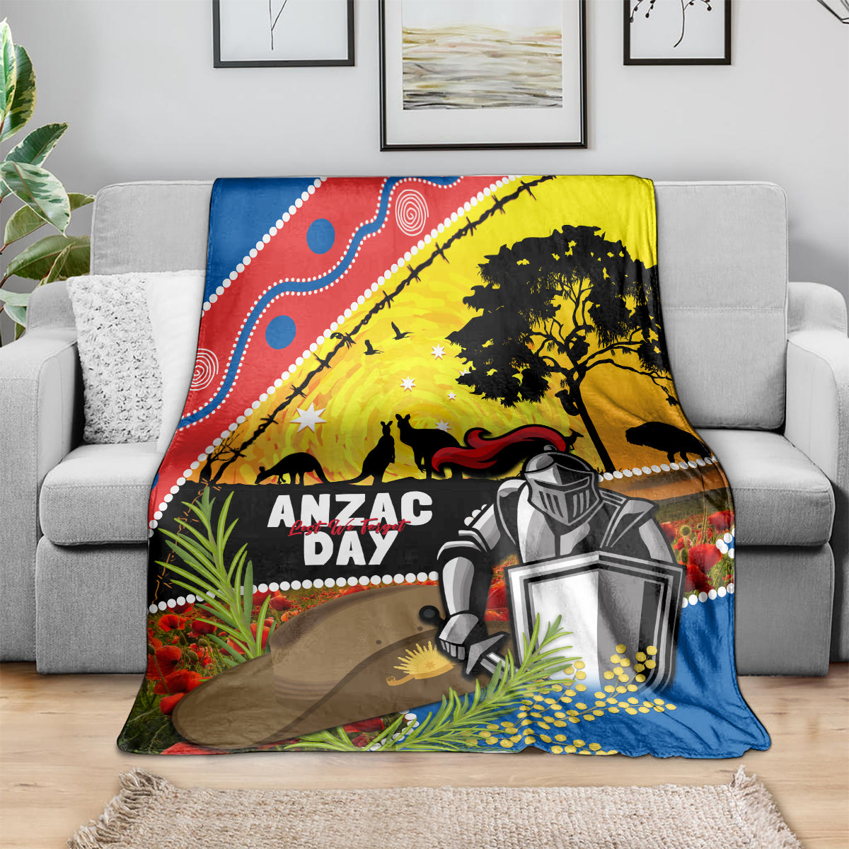 Knights Rugby ANZAC Day Blanket Novocastrians Mascot Rosemary Starry Night