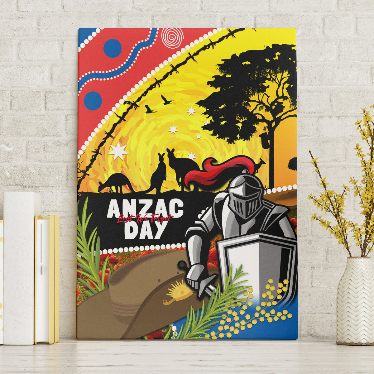Knights Rugby ANZAC Day Canvas Wall Art Novocastrians Mascot Rosemary Starry Night