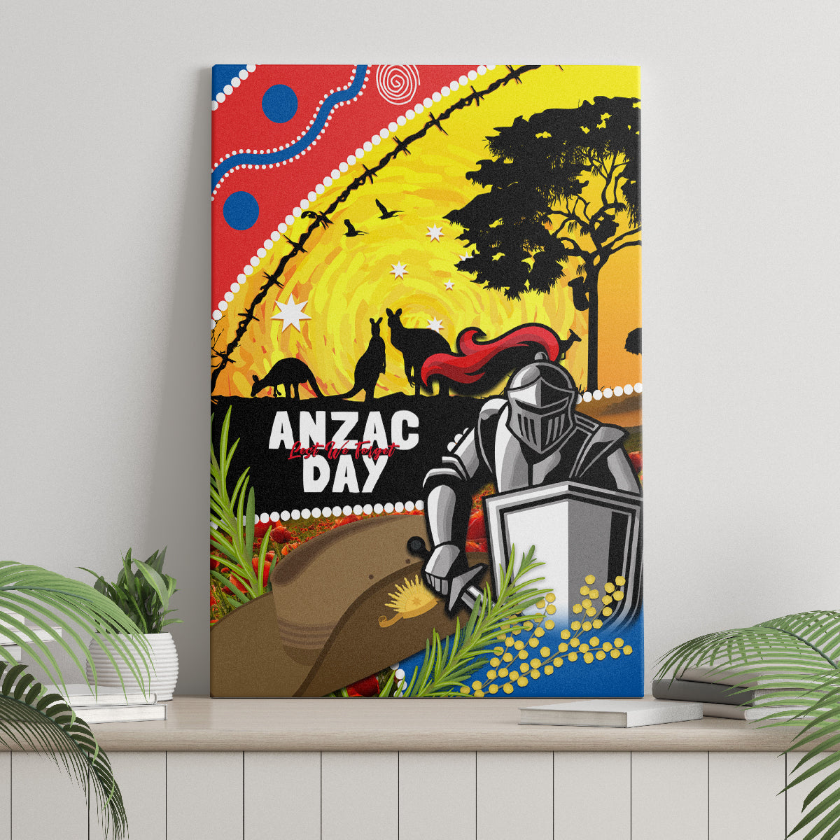 Knights Rugby ANZAC Day Canvas Wall Art Novocastrians Mascot Rosemary Starry Night