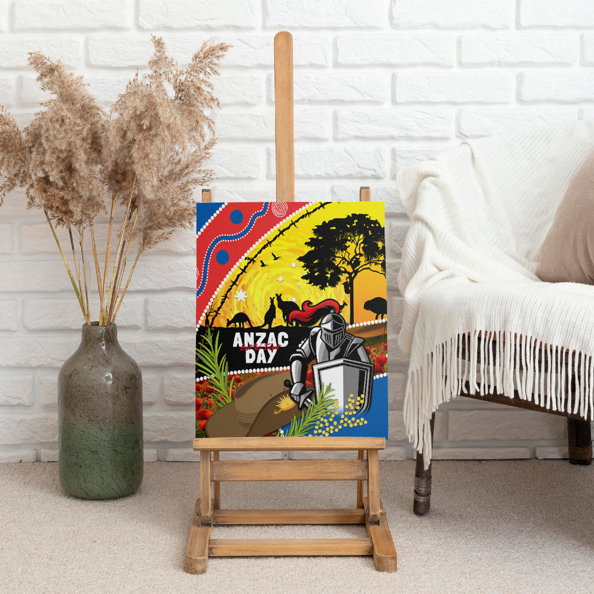 Knights Rugby ANZAC Day Canvas Wall Art Novocastrians Mascot Rosemary Starry Night