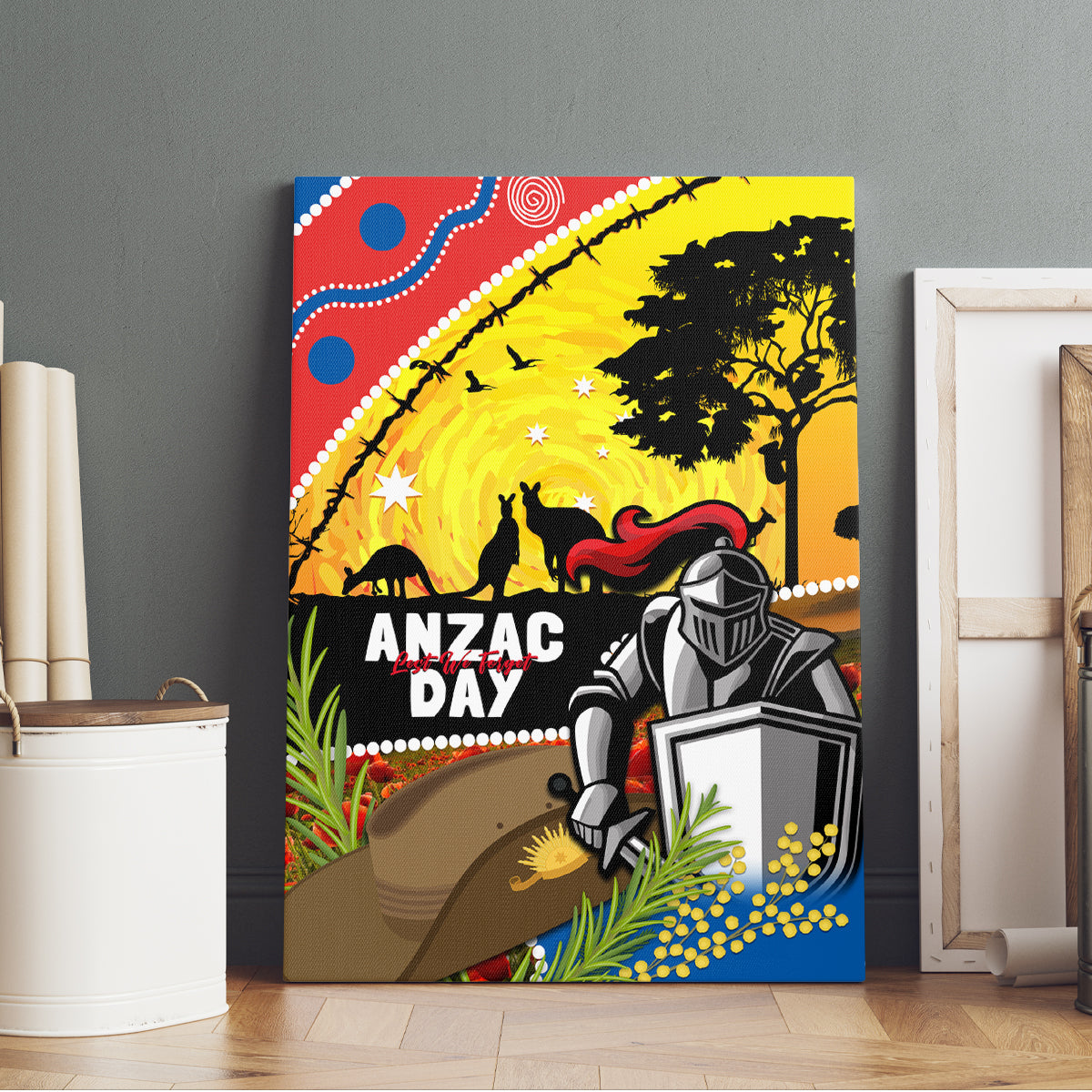 Knights Rugby ANZAC Day Canvas Wall Art Novocastrians Mascot Rosemary Starry Night