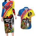 Knights Rugby ANZAC Day Couples Matching Long Sleeve Bodycon Dress and Hawaiian Shirt Novocastrians Mascot Rosemary Starry Night