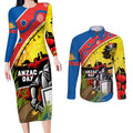 Knights Rugby ANZAC Day Couples Matching Long Sleeve Bodycon Dress and Long Sleeve Button Shirt Novocastrians Mascot Rosemary Starry Night