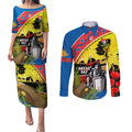 Knights Rugby ANZAC Day Couples Matching Puletasi and Long Sleeve Button Shirt Novocastrians Mascot Rosemary Starry Night