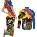 Knights Rugby ANZAC Day Couples Matching Short Sleeve Bodycon Dress and Long Sleeve Button Shirt Novocastrians Mascot Rosemary Starry Night