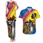 Knights Rugby ANZAC Day Couples Matching Tank Maxi Dress and Hawaiian Shirt Novocastrians Mascot Rosemary Starry Night