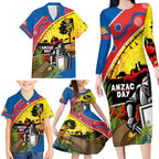 Knights Rugby ANZAC Day Family Matching Long Sleeve Bodycon Dress and Hawaiian Shirt Novocastrians Mascot Rosemary Starry Night
