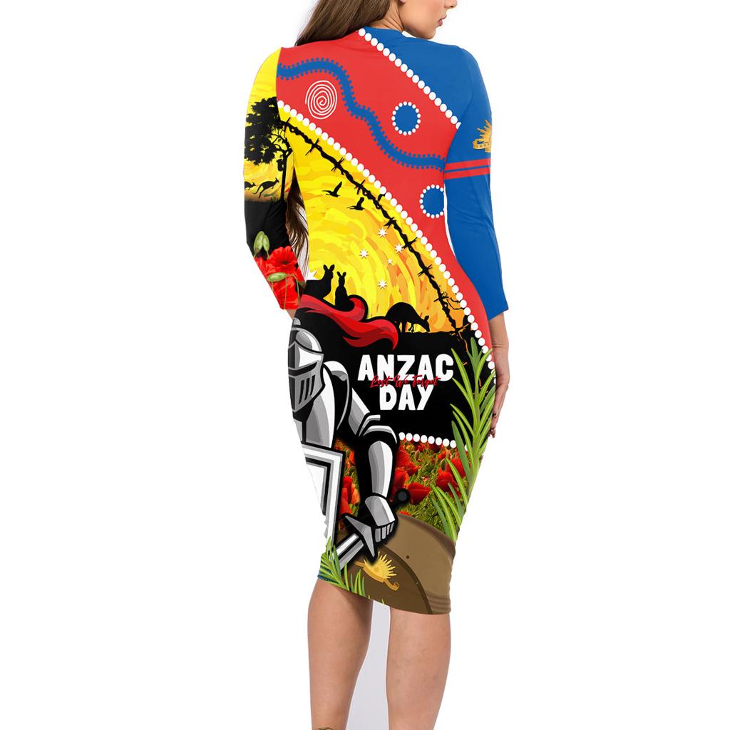 Knights Rugby ANZAC Day Family Matching Long Sleeve Bodycon Dress and Hawaiian Shirt Novocastrians Mascot Rosemary Starry Night