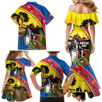 Knights Rugby ANZAC Day Family Matching Mermaid Dress and Hawaiian Shirt Novocastrians Mascot Rosemary Starry Night