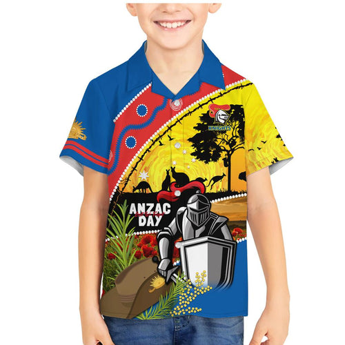 Knights Rugby ANZAC Day Family Matching Mermaid Dress and Hawaiian Shirt Novocastrians Mascot Rosemary Starry Night