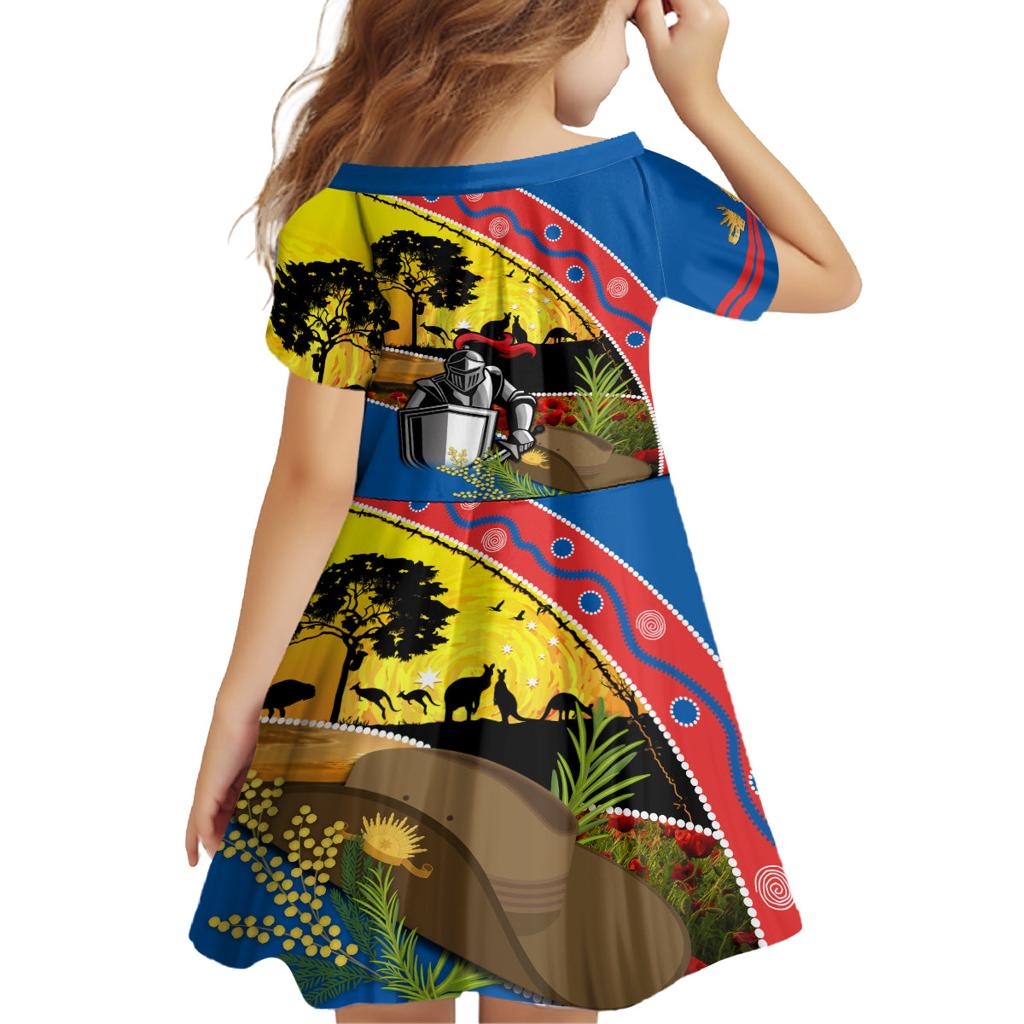 Knights Rugby ANZAC Day Family Matching Off Shoulder Long Sleeve Dress and Hawaiian Shirt Novocastrians Mascot Rosemary Starry Night