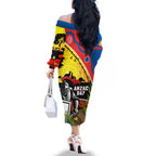 Knights Rugby ANZAC Day Family Matching Off Shoulder Long Sleeve Dress and Hawaiian Shirt Novocastrians Mascot Rosemary Starry Night