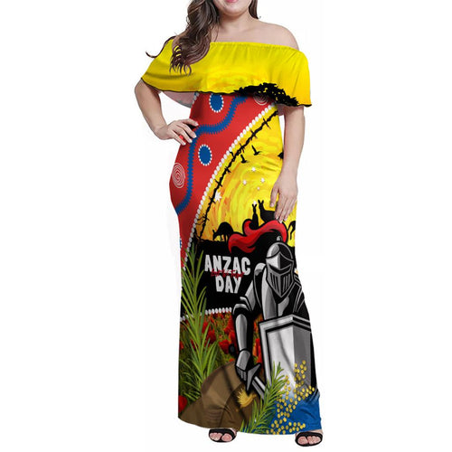 Knights Rugby ANZAC Day Family Matching Off Shoulder Maxi Dress and Hawaiian Shirt Novocastrians Mascot Rosemary Starry Night