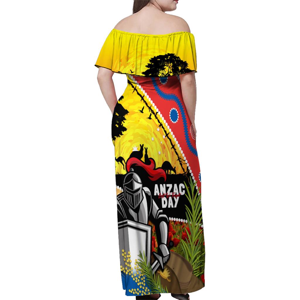 Knights Rugby ANZAC Day Family Matching Off Shoulder Maxi Dress and Hawaiian Shirt Novocastrians Mascot Rosemary Starry Night
