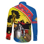Knights Rugby ANZAC Day Family Matching Off Shoulder Short Dress and Hawaiian Shirt Novocastrians Mascot Rosemary Starry Night
