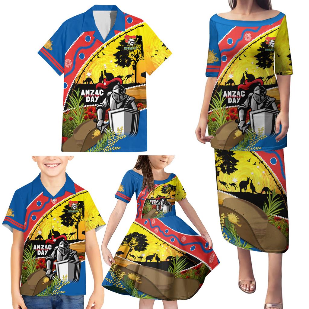 Knights Rugby ANZAC Day Family Matching Puletasi and Hawaiian Shirt Novocastrians Mascot Rosemary Starry Night