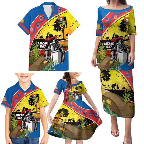 Knights Rugby ANZAC Day Family Matching Puletasi and Hawaiian Shirt Novocastrians Mascot Rosemary Starry Night