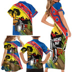 Knights Rugby ANZAC Day Family Matching Short Sleeve Bodycon Dress and Hawaiian Shirt Novocastrians Mascot Rosemary Starry Night