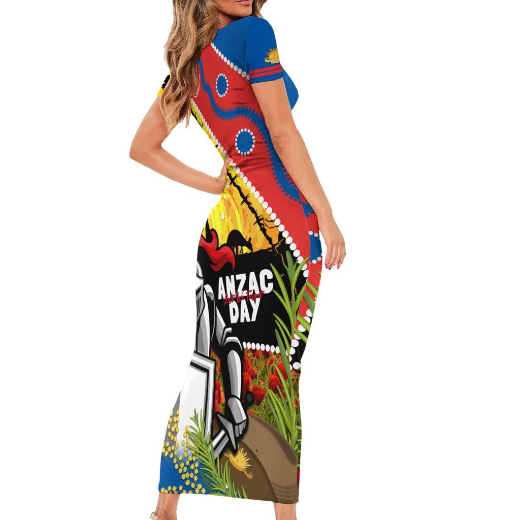 Knights Rugby ANZAC Day Family Matching Short Sleeve Bodycon Dress and Hawaiian Shirt Novocastrians Mascot Rosemary Starry Night